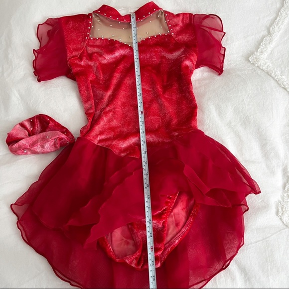 Red Figure Skating Competition Dress S - Picture 6 of 9